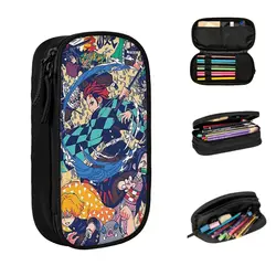 Anime Demon Slayer Kamado Tanjirou Pencil Cases Big Capacity Pen Bags Pen Box Pencil Pouch For Boys Girls Students Stationery