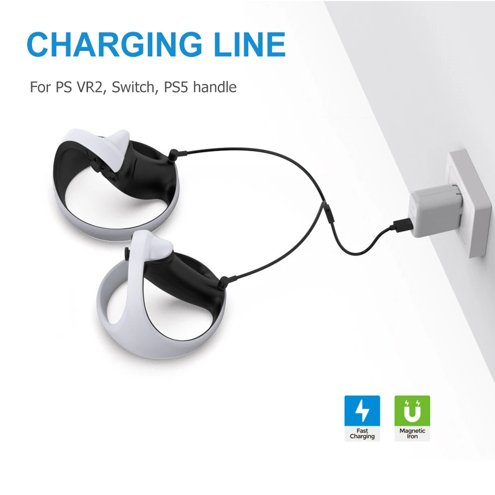 

Magnetic USB Type-C Game Handle Charger Line Two-in-One Multipurpose Gamepad Charger Adapter Save Space Accessories for PS VR2
