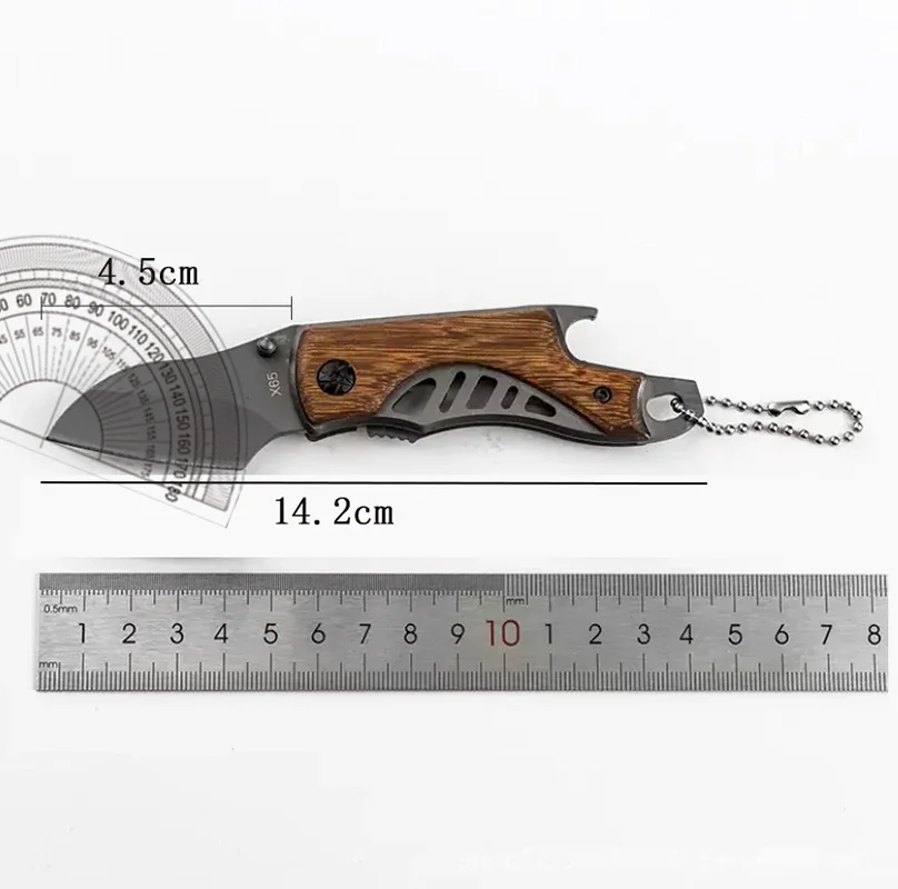 1pc，Folding knife with wooden handle, outdoor knife, outdoor knife, portable folding knife, camping equipment, sharp fruit knife