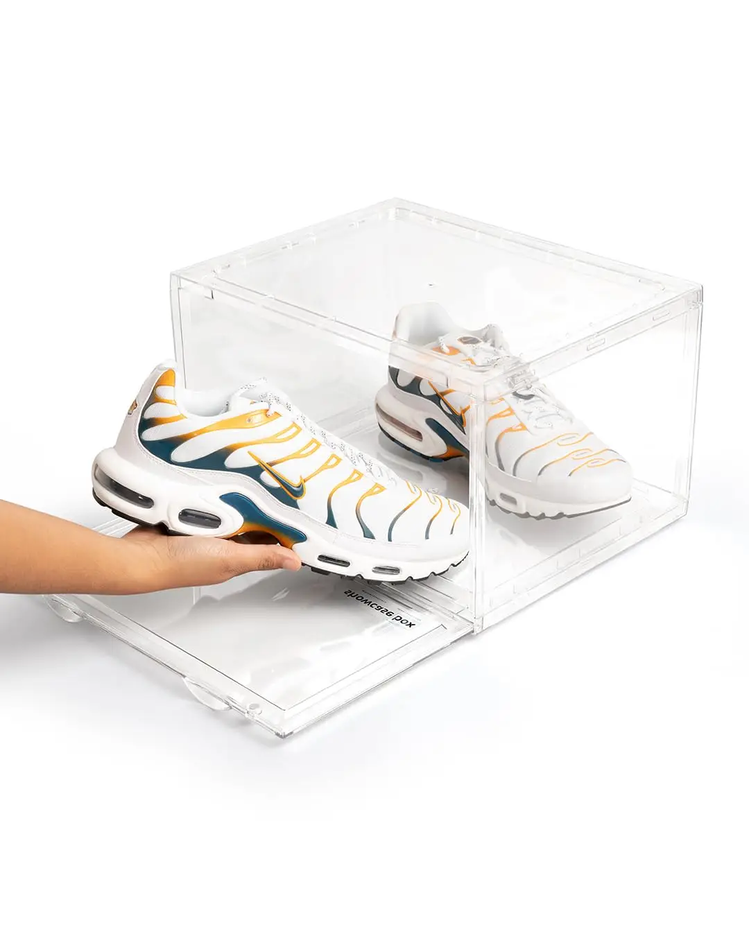 Shoe Storage Box Clear Plastic Stackable, Sneaker Display Case & Closet Organizer, 8 Pack, Customized