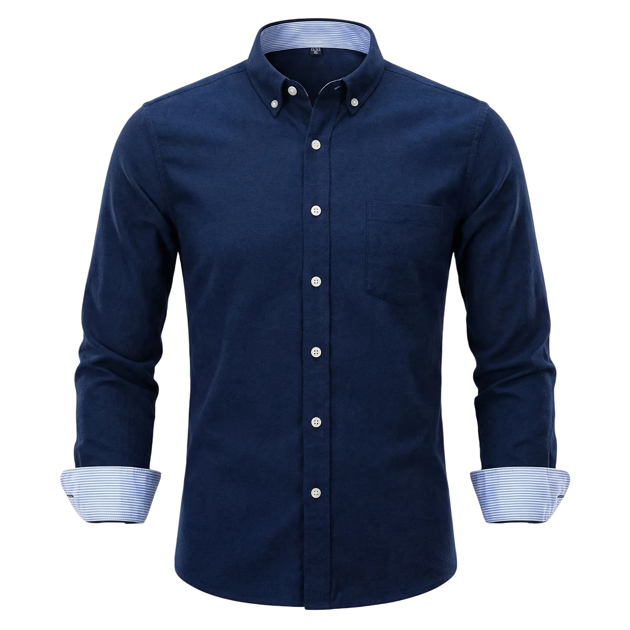 Men's Long-Sleeved Shirt Made of Oxford Fabric, Suitable for All Seasons, Trendy and Versatile, Perfect for Daily Office Wear.