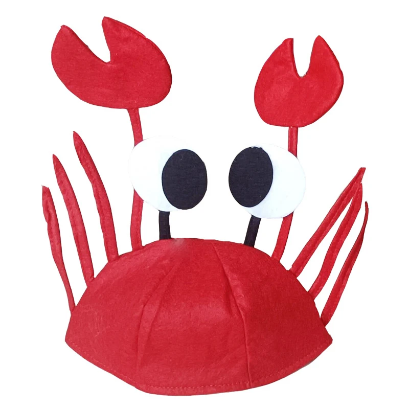 Chapeau de crabe rouge de dessin animé mignon et drôle, accessoire de costume de festival, chapeau d'animal marin, casquette amusante pour adulte et enfant, cadeau de fête d'anniversaire de Noël, 1PC