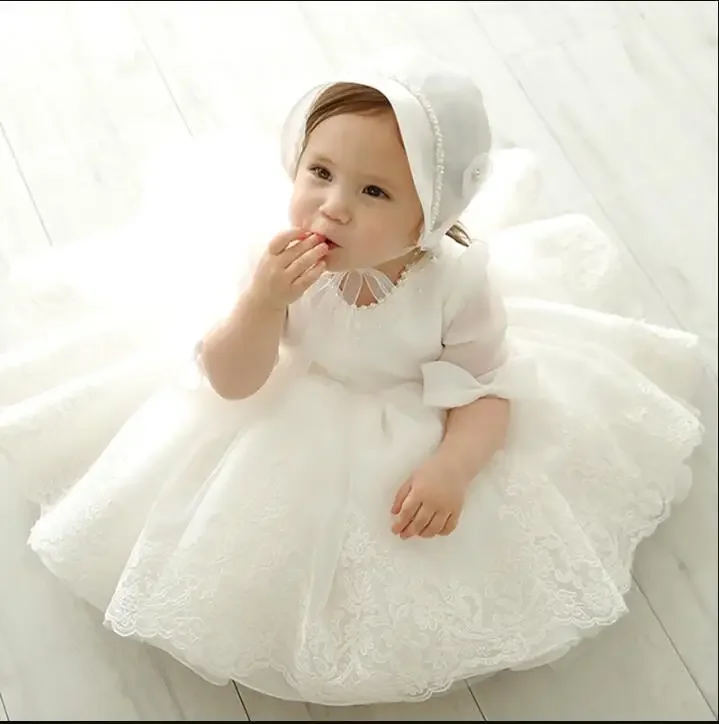 Gorgeous Baby Events Party Wear Tutu White Tulle Infant Christening Gowns Children's Princess Outfit For Evening Baptism Vestido