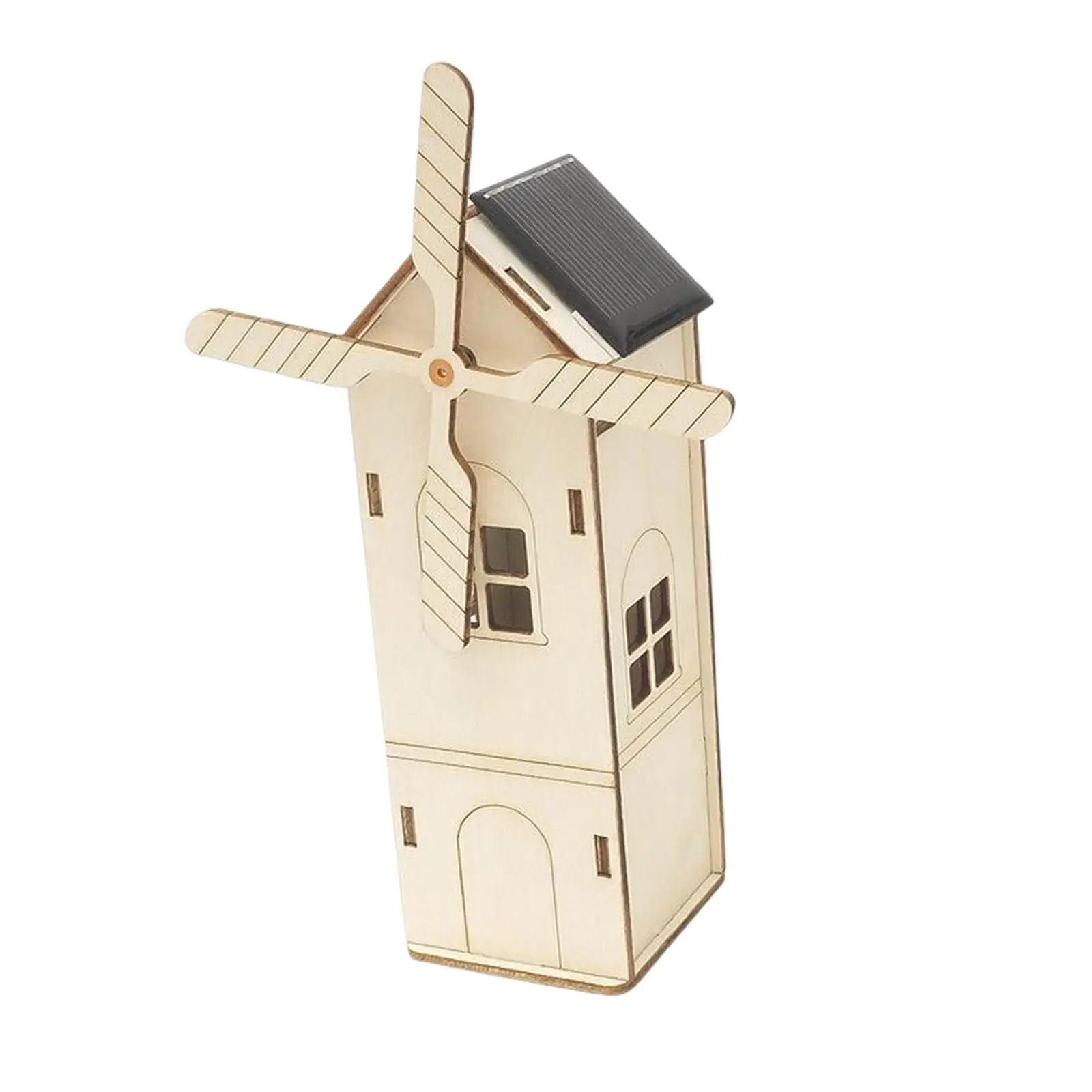 Windmill Wooden House Physics Experiment Educational Toy Windmill Model for