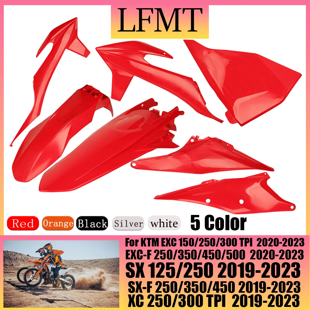 Motorcycle 2023 Full Plastic Kit Body Fairing Cover Fuel Tank Fender Mudguard Side Panel Plate Guard  For KTM EXC EXC-F SX SX-F