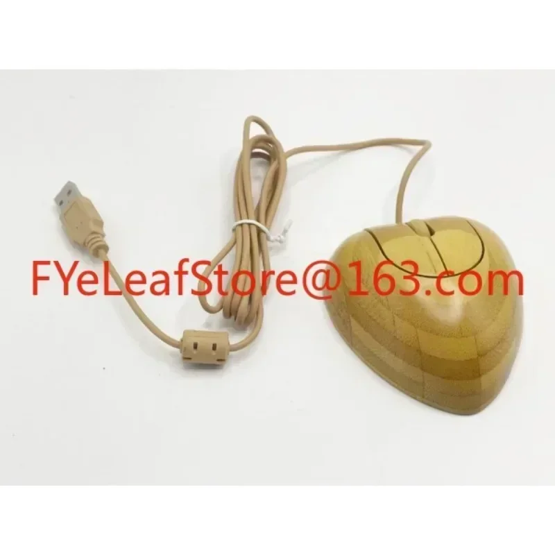 Full Bamboo Heart-Shaped Usb Mouse Desktop Notebook Wired Bamboo Wood.