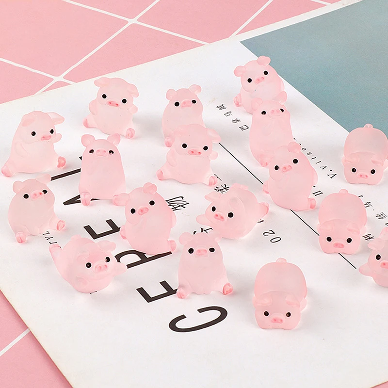 6Pcs Piggy Doll Kawaii Mini Resin Cartoon Pig Miniatures Figurines Home Decoration Accessories