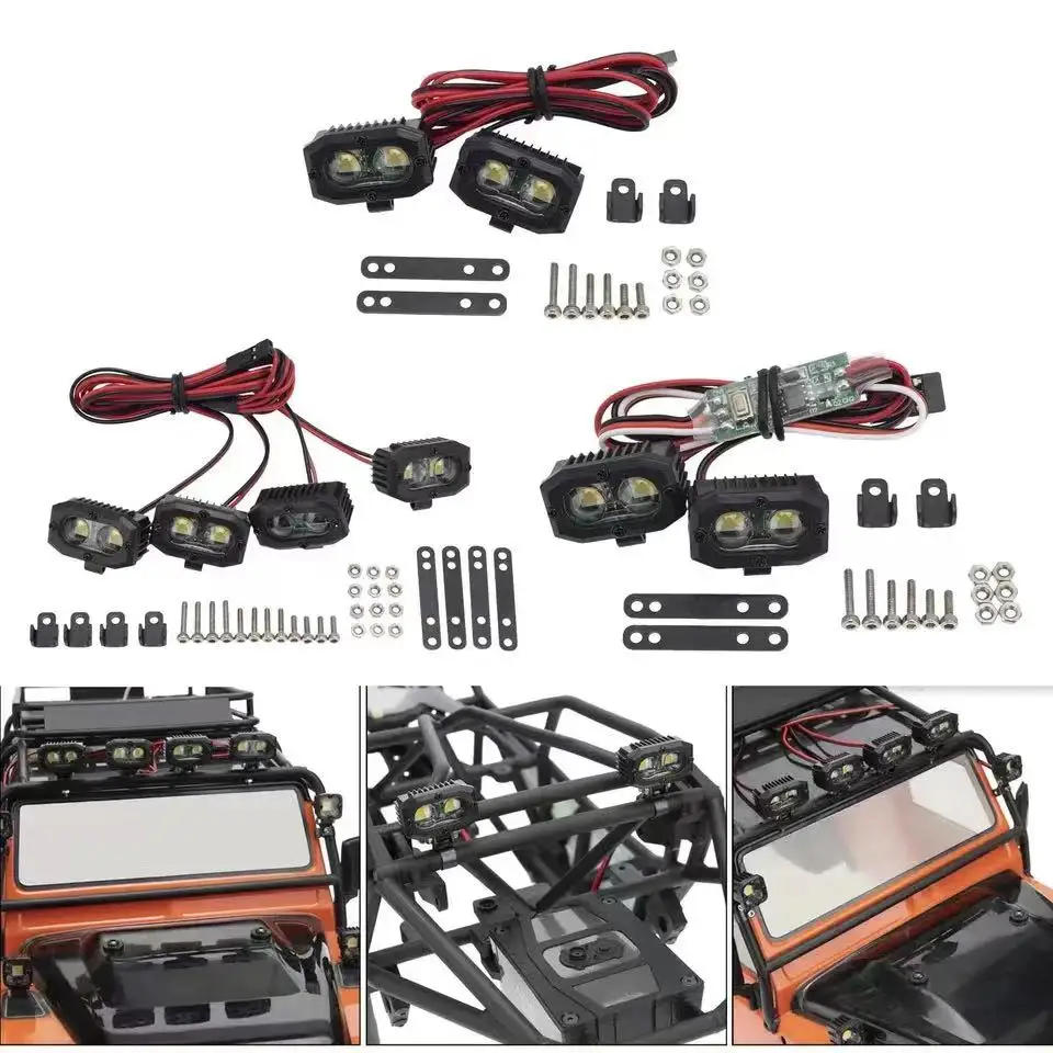 Phare 3V-7.4V RC Crawler INJORA Phare Lumineux LED Pour Voiture RC Crawler Axial SCX10 90046 Wraith Capra Redcat Gen8 VS4-10, 14 X 14 Mm Kit LED à Monter