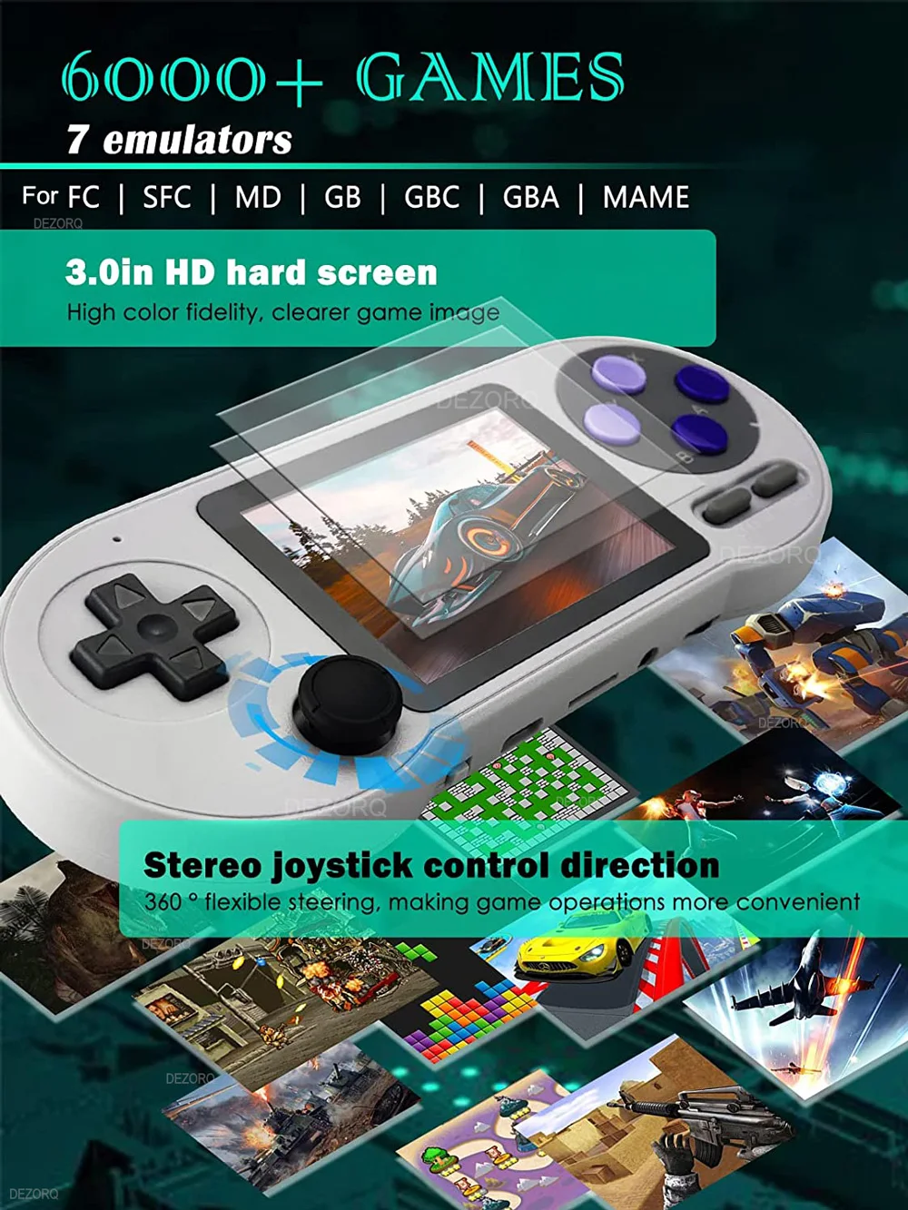 SF2000 Портативный Ручной игровой плеер, видеоигры 16G 6000 игр, 3-дюймовый мини ретро консоль эмулятор с поддержкой беспроводного контроллера
