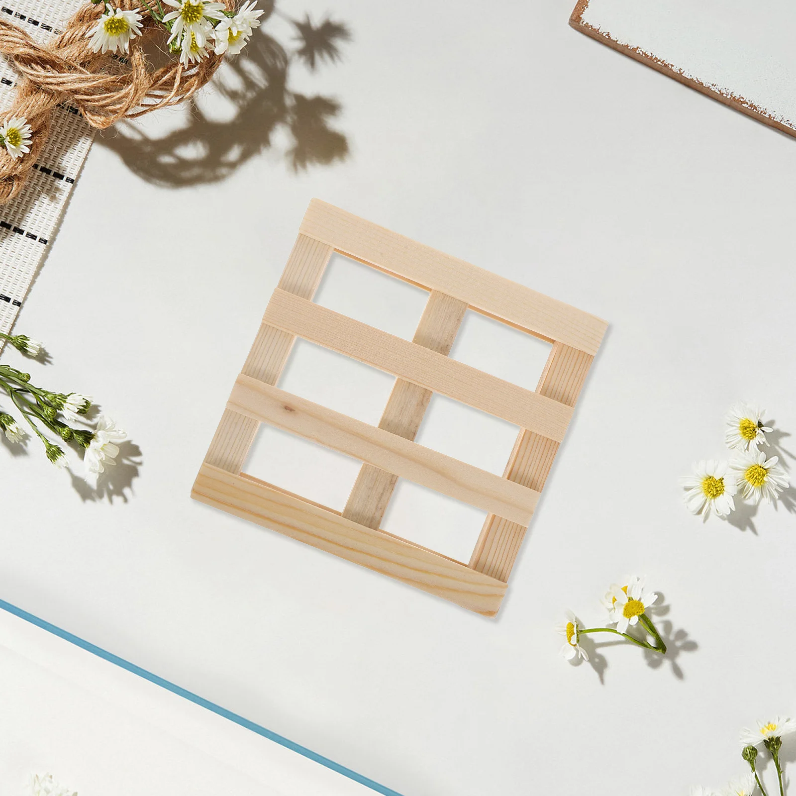 

6Pcs Eco-Friendly Wood Cup Rack Small Floating Shelf Board Non-Slip Thermal Insulating Coasters for Kitchen Bar Study Desk