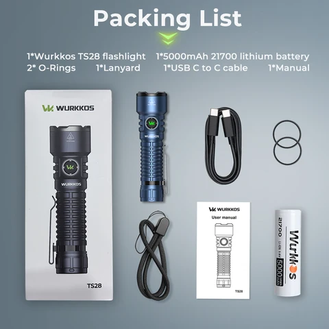 Фонарь Wurkkos TS28 EDC, 3200 люмен, алюминиевый, перезаряжаемый — фото товара