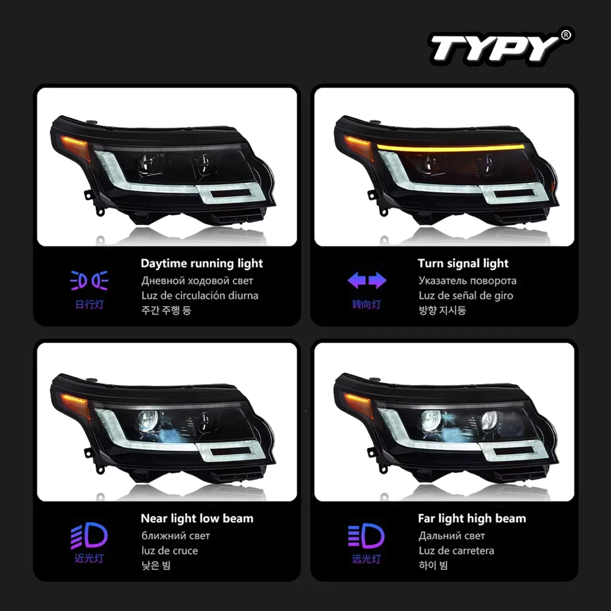 

TYPY новая светодиодная фара, обновленная, модифицированная для Land Rover Range 2013-2022, фара с динамическим сигналом, автоаксессуары