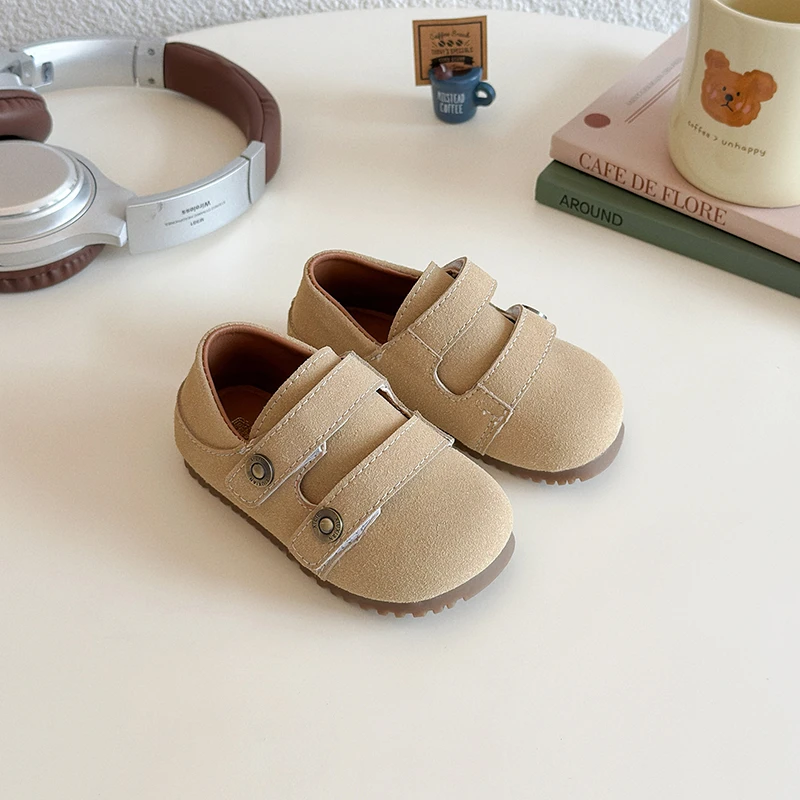 New Solid Boys Girls Flats Shoes Spring Autumn Hook Loop Children Casual Shoes Anti Slip Soft Sole Kids PU Leather Shoes 21-30