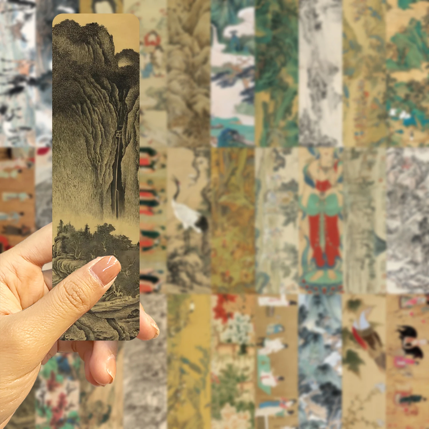 30PCS Landscape Painting Bookmarks Chinese Style Classic and Ancient Bookmark Decoration Reading Page Annotation Cards﻿