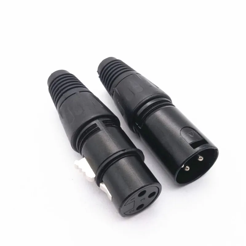 1pcs/2pcs/5pcs Black Three-core XLR Hair Fever Professional Microphone XLR Balanced XLR 3-core Card Faucet Female Male Plug