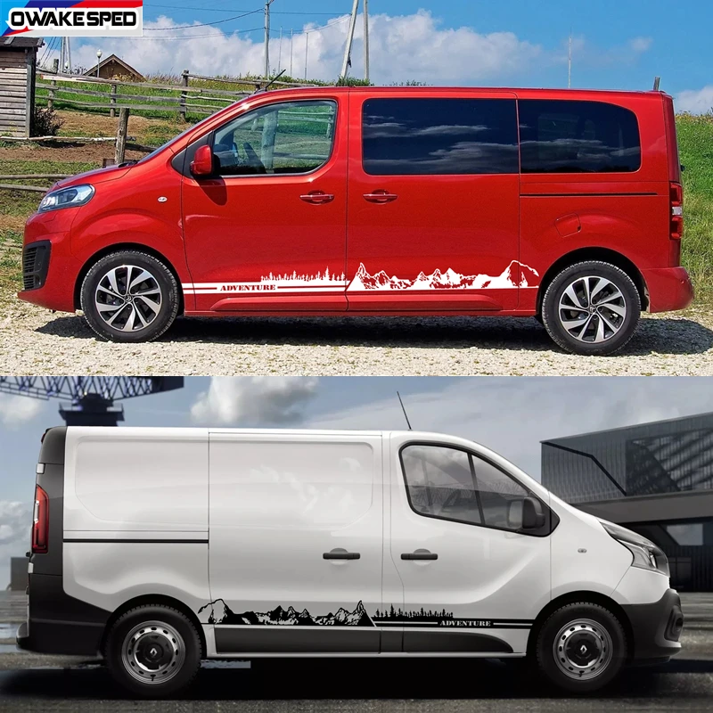 2PCS Car Stickers For Renault Master 2 3 4 NIssan NV400 Interstar Opel Vauxhall Movano Tuning Accessories Camper Van Mountain