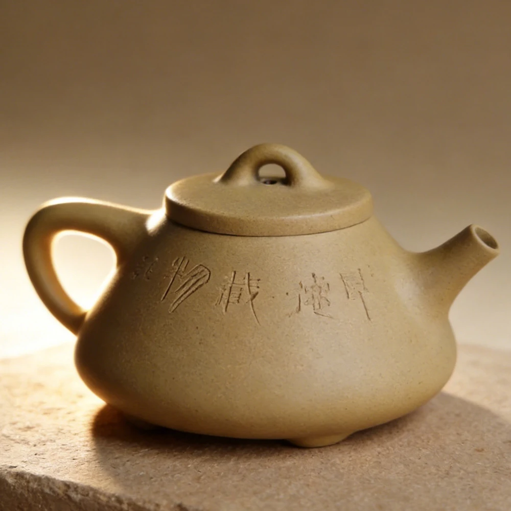 Yixing Purple Clay Pot Golden section of mud carved huiziye stone scoop pot Teapot purple sand teapot Yixing handmade teapot