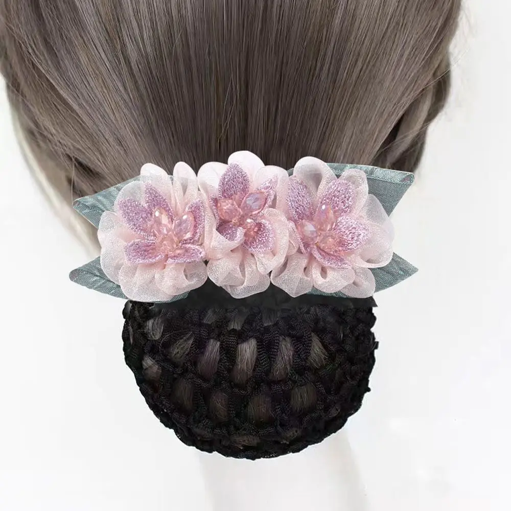 Bowknot Hair Bun Cover Mesh Hair Net Ponytail Clip Lace Flower Hair Net Hairgrips Cover Net Women Spring Clips Korean Bun Snood