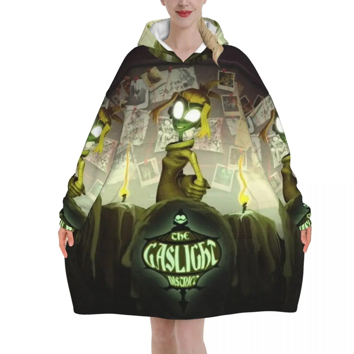 The Gaslight District Wearable Blanket Hoodie  Warm Cozy Oversize Blanket Sweatshirt Thick Fleece Hooded Blanket with Pocket