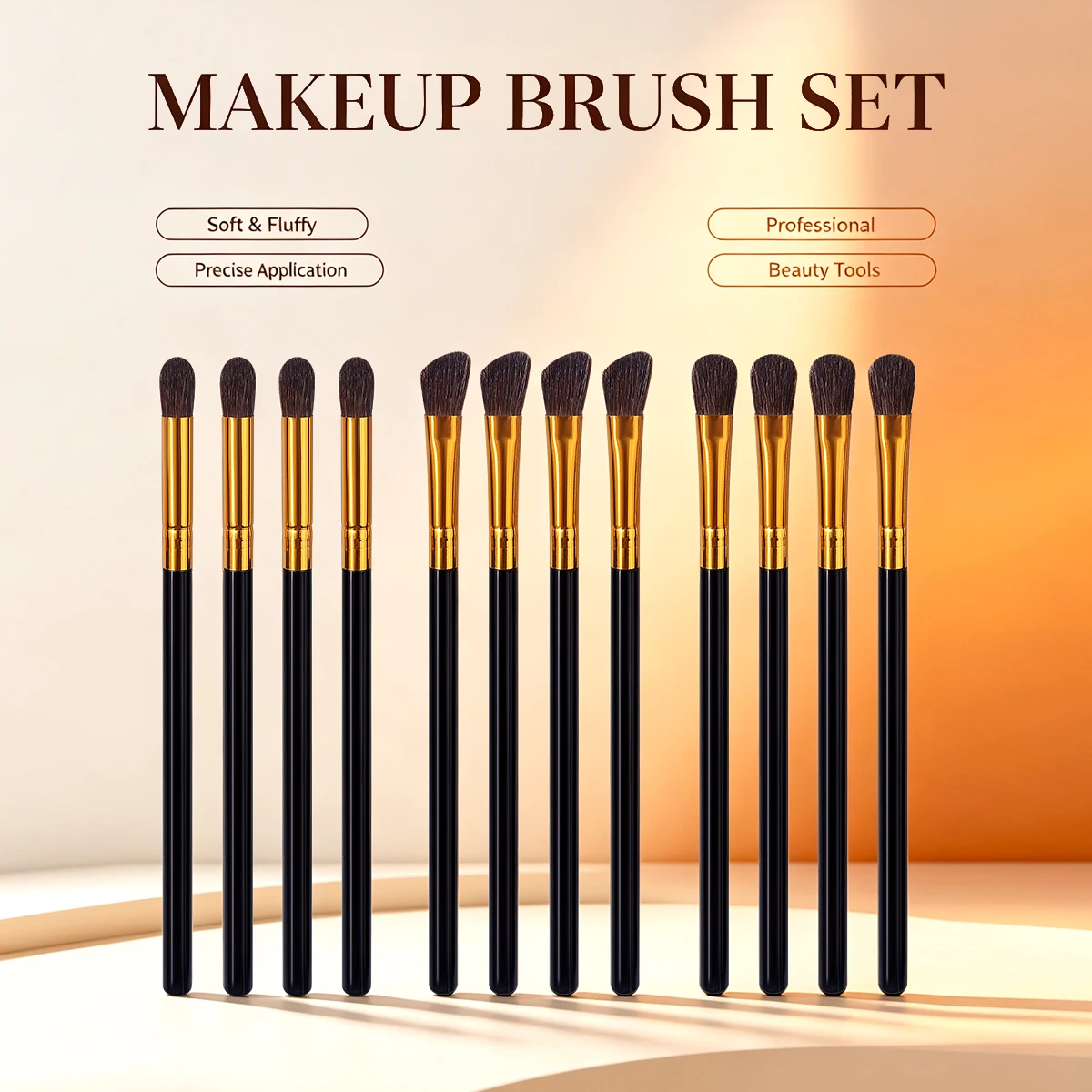 12-piece Makeup Brush Set: Eyeshadow Brush, Cheek Shadow Brush, Highlighter Brush, Contour Brush, Soft Makeup Tools Set