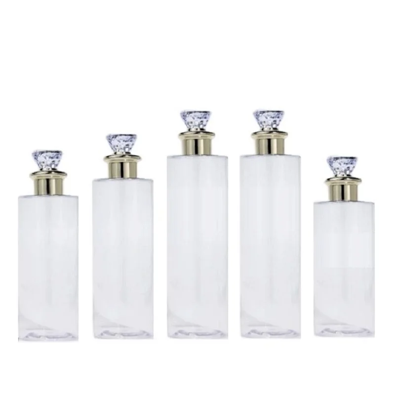 Diamond Lid SPA Refill Bottle 20pcs Luxury Empty Cosmetic Lotion Transparent Plastic Toner Bottles 100ml 120ml 150ml 200ml 250ml