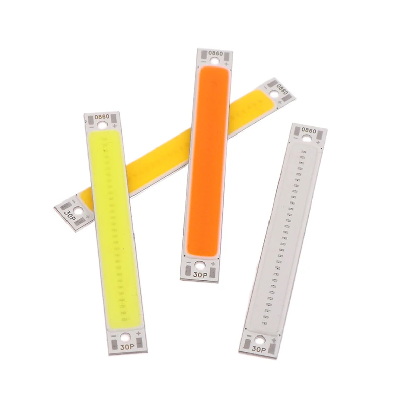 3V-4V DC 60mm 8mm LED COB Strip 1W 3W Warm Cold White Blue Red COB LED Light Source For DIY Bicycle Work Lamp