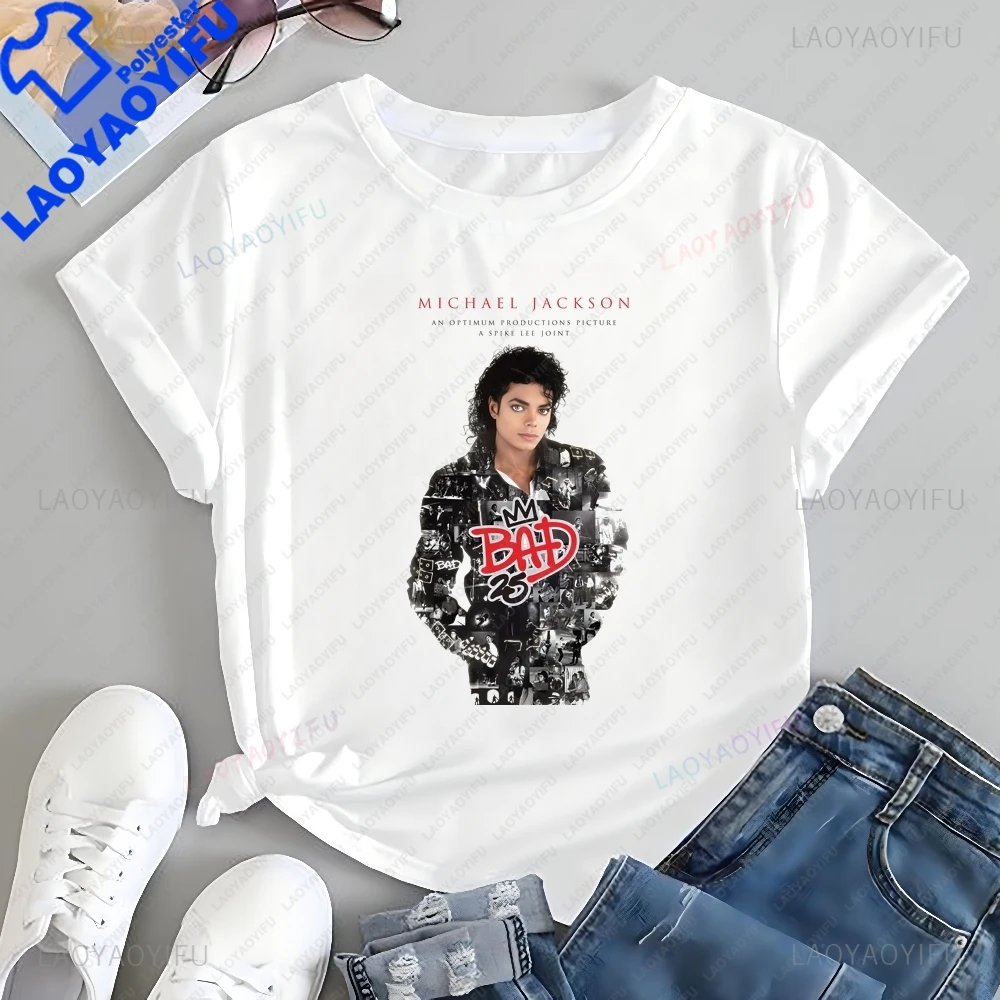 Streetwear - Michael Jackson Fan-style Short-sleeved Shirt Suitable for Both Men and Women, with A Large-sized Graphic Tee.