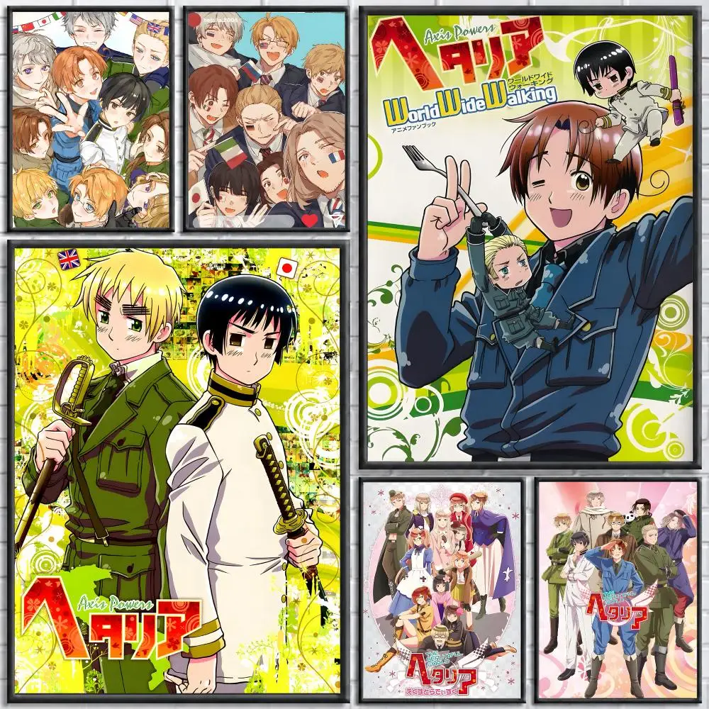 Anime Hetalia The Beautiful World Poster Self-adhesive Art Waterproof Paper Sticker Coffee House Bar Room Wall Decor