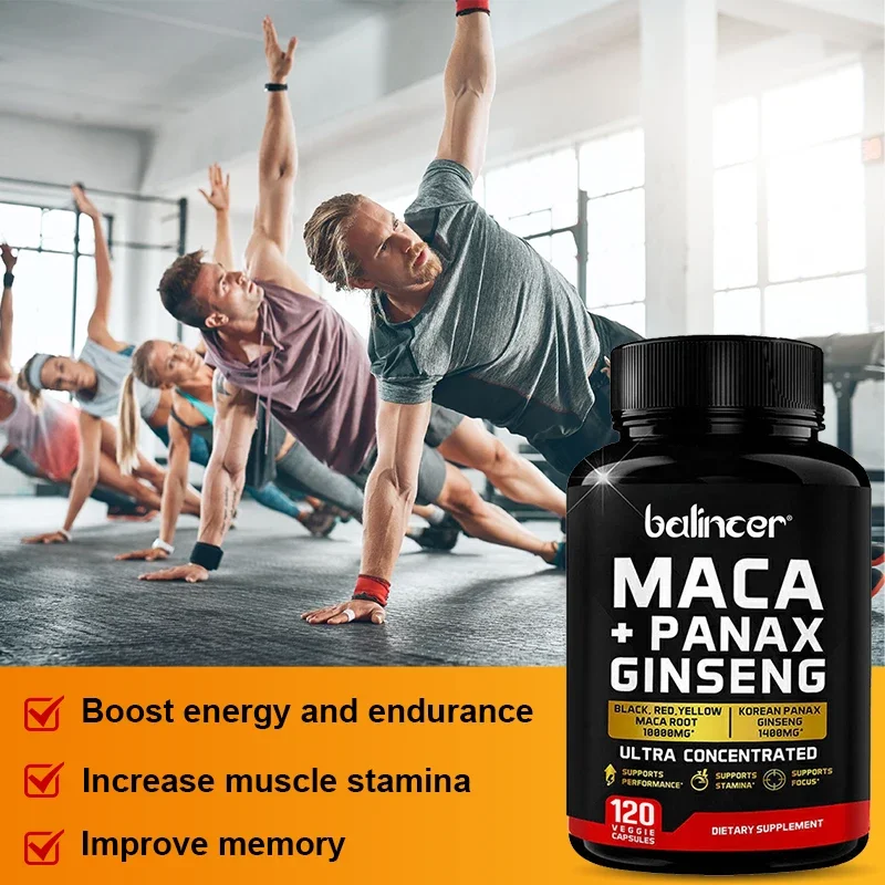 Maca + Ginseng - Increases Energy and Muscle Growth, Improves Endurance and Fights Fatigue, and Promotes Good, Restful Sleep