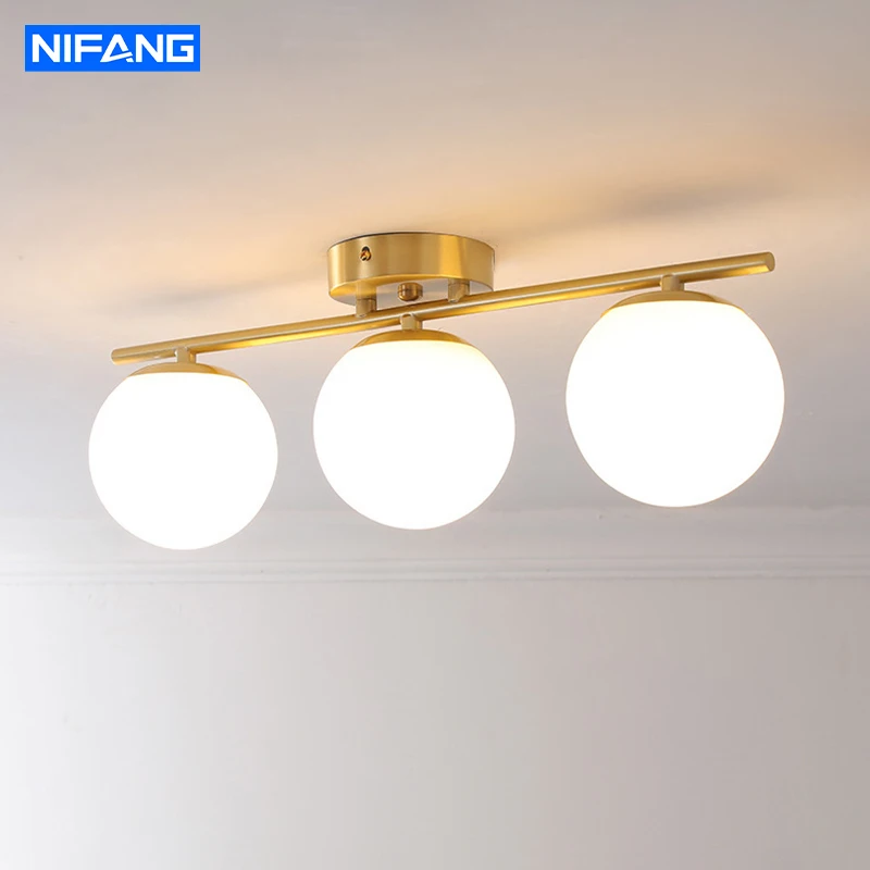 Magic Bean LED Glass Ball Ceiling Light Nordic Modern Cream Style Corridor Bedroom Living Dining Room Entrance Balcony Lamp