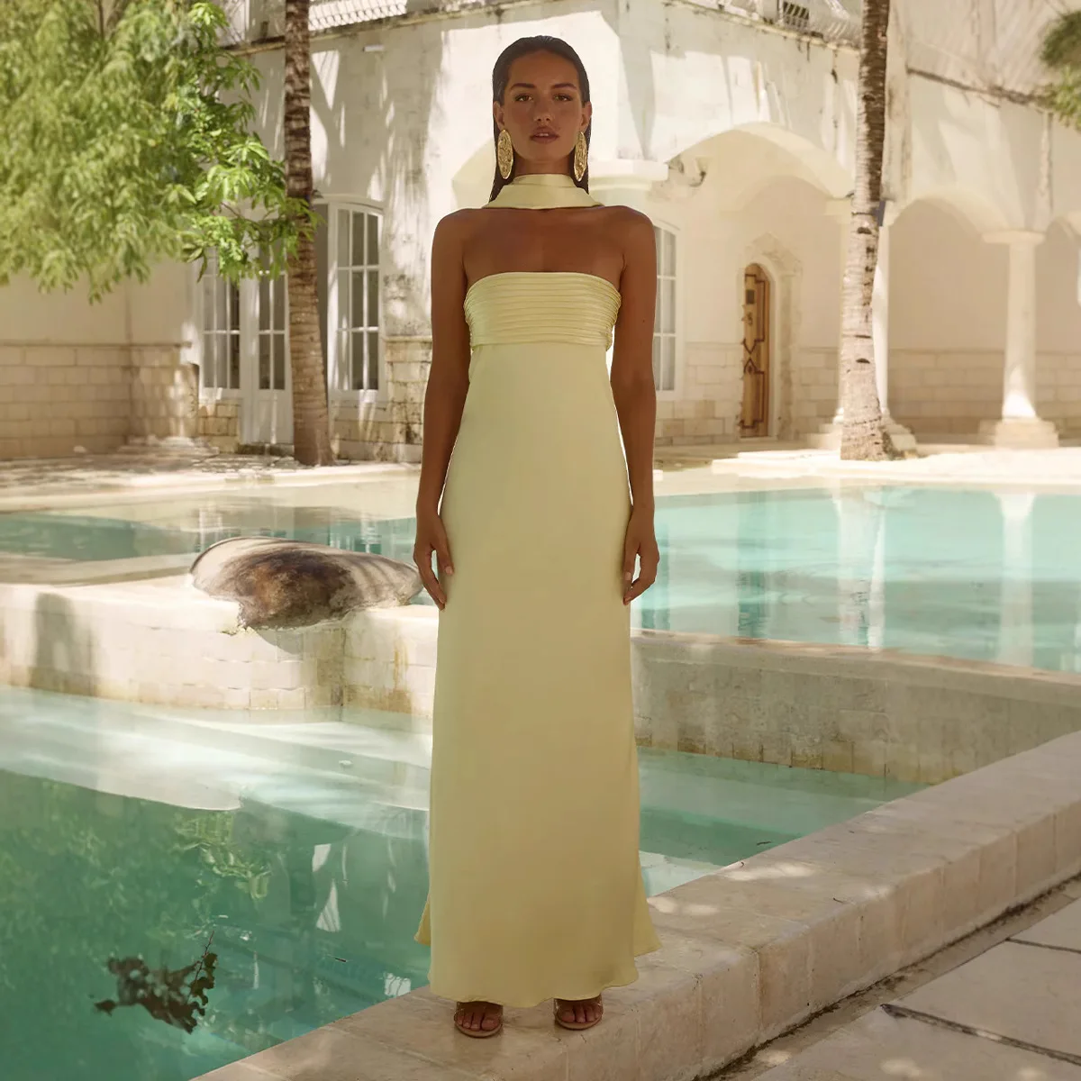 2025 فستان نسائي أنيق موضة فساتين نسائية جميلة فساتين الحفلات الليلية مساء فستان امرأة الساتان الدانتيل يصل فستان ضيق #3