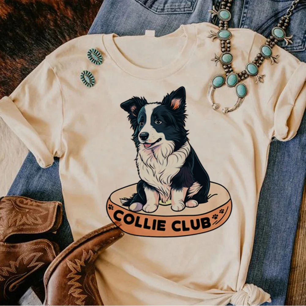 Border Collie t shirt women summer funny Y2K t shirt female 2000s clothes