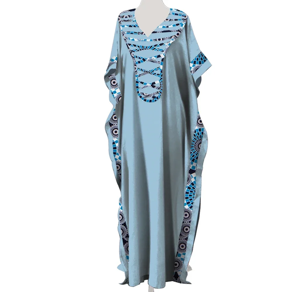 Африканские платья-халат Dashiki с v-образным вырезом для женщин, красочные повседневные свободные африканские платья для женщин, платье до