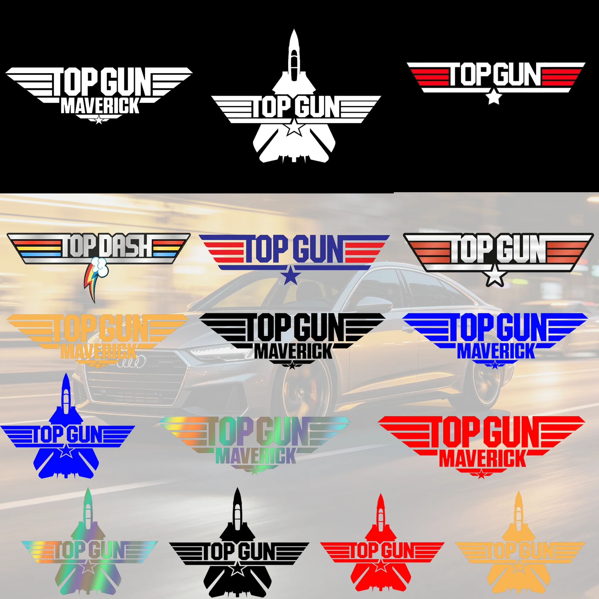 

Wholesale Personalized Top Gun Logo Vinyl Car Sticker Glue Sticker for Motorcycle Body Window PVC Car Styling
