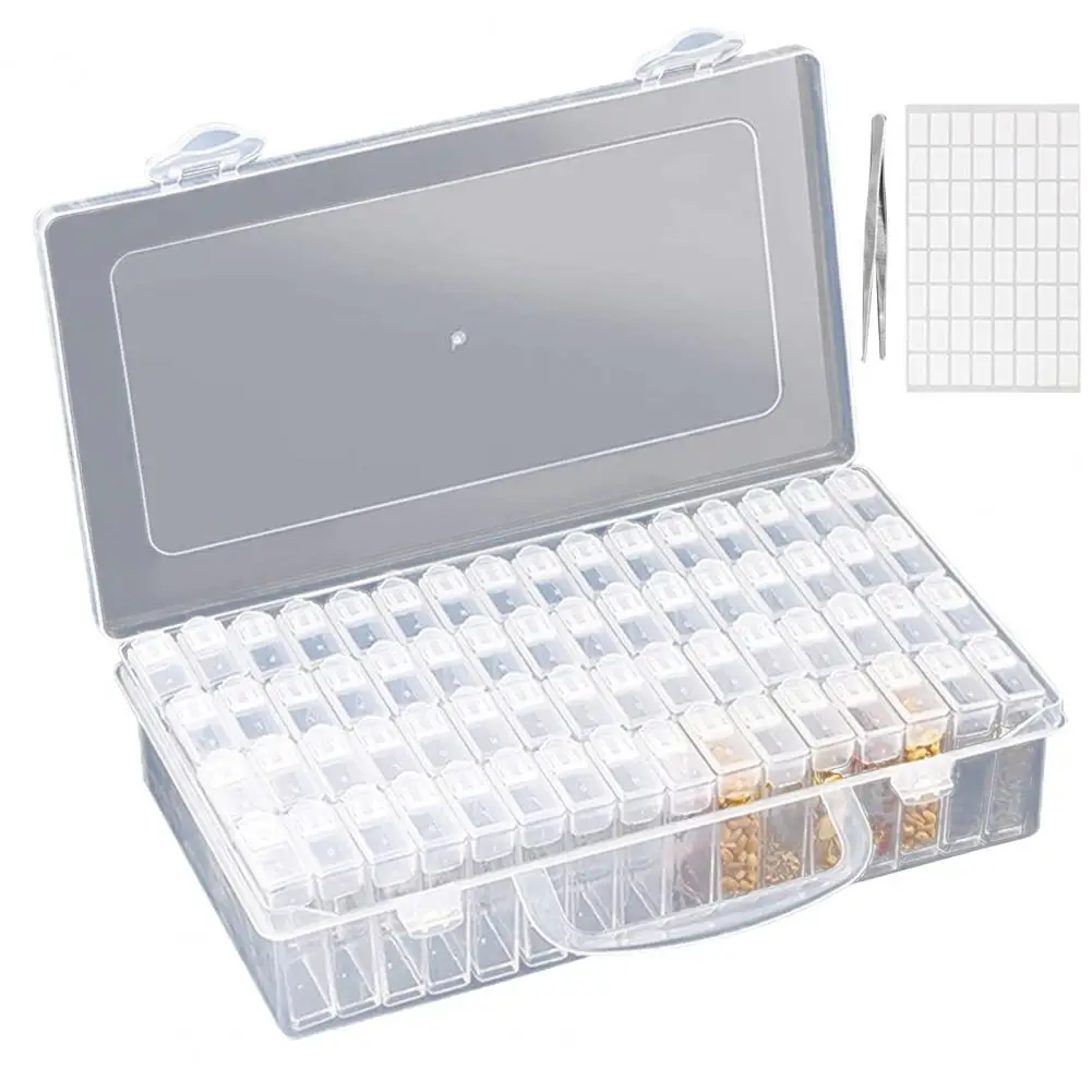 48/64 Grids Flower Seed Storage Box Press Buckle Intergrated Acrylic With Handle Tweezer Seed Organizer Case