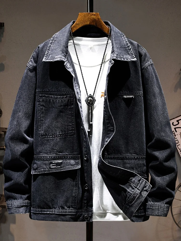 

Loose Fit Men's Denim Jaet Casual Bla Workwear Sle Multi-ket Faion Urban Cotton Polyester Blend Spring Autumn