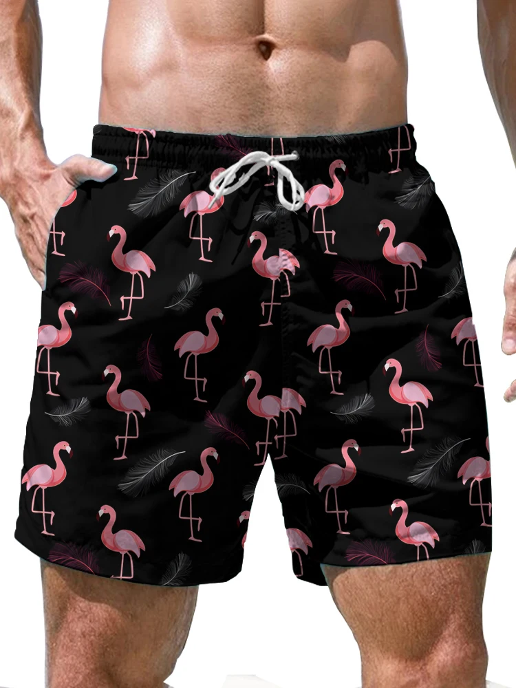 Flamingo 3D Digital Printing Shorts Fashion Street Loose Casual Men's Shorts Summer Beach Vacation Swimming Oversize Shorts