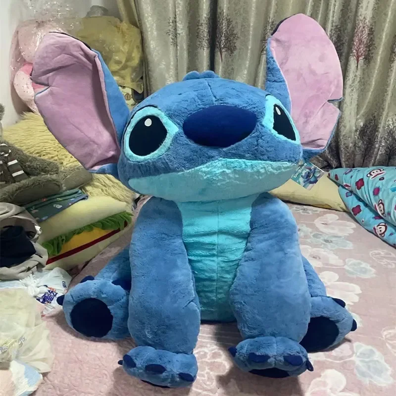 80cm 110cm Disney Anime Lilo & Stitch Plush Toy Sitting Cartoon Stuffed soft Doll home decor Comforting sofa Pillow Kids Gift