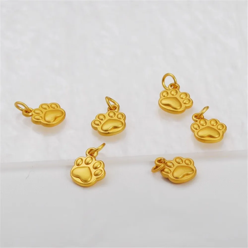 18K Gold Filled Plain Cat Paw Pendant, Colar pequeno bracelete, Acessórios DIY Jewelry