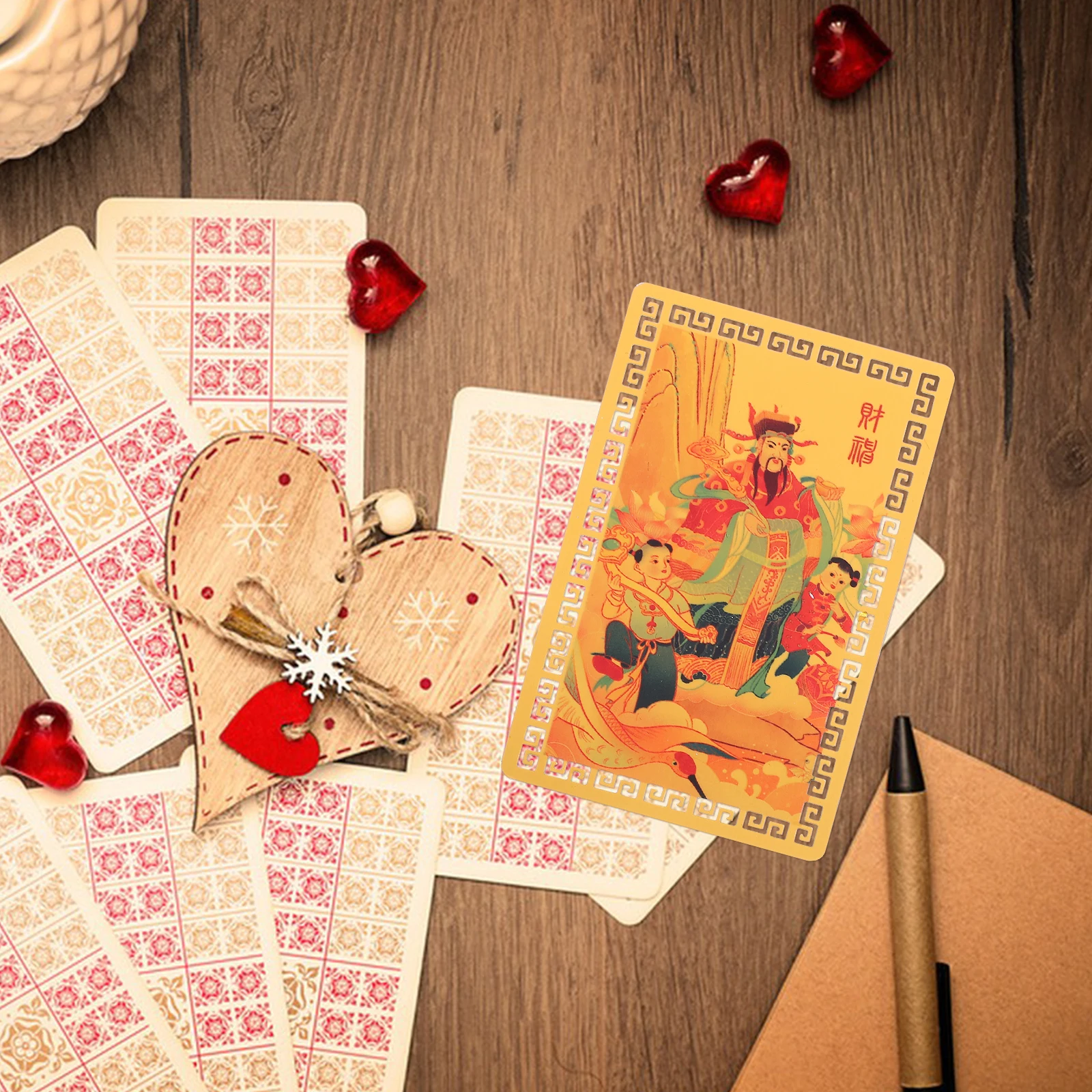 

Fortune Card Lucky Greeting Chinese Temple Blessing Safety Small Lunar New Year Wealth Conjuring Cards Elements