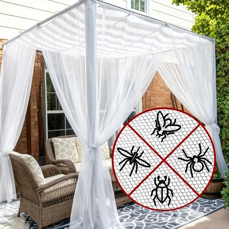 Sheer White Outdoor Curtain for Patio Gazebo Pergola Garden Wedding Decoration Privacy Drapes Sunshade Mesh Curtain 2.3M/2.9M