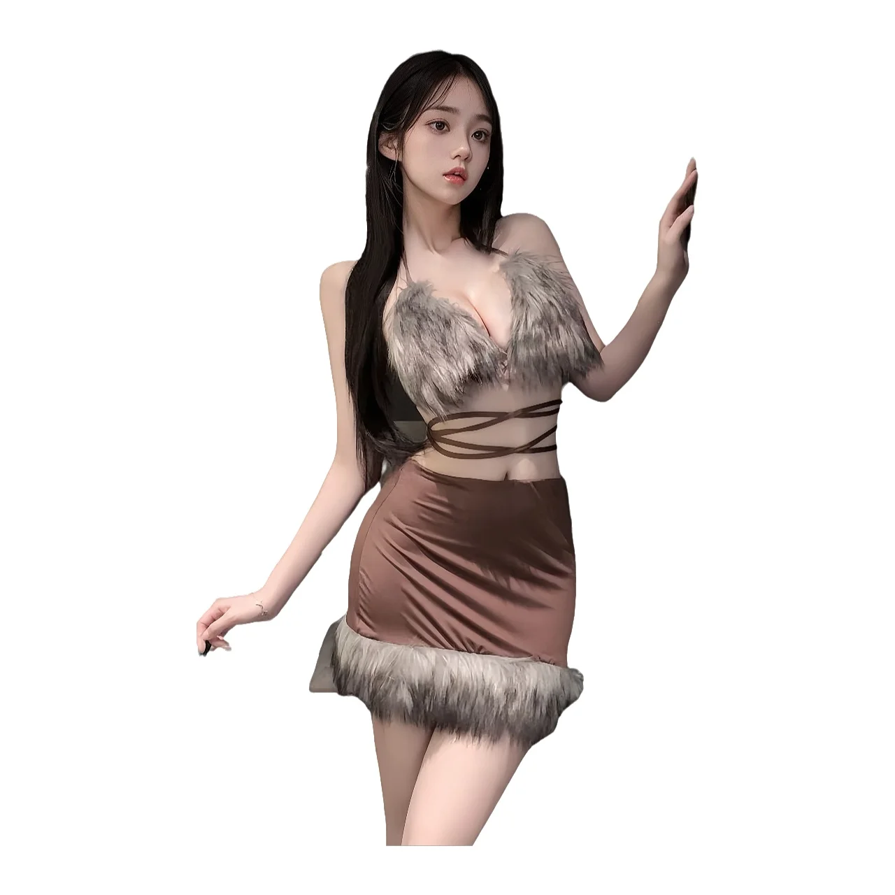 

Sexy Cute Pure Desire Cat Fur Bra Bodycon Mini Backless Deep V Suspenders Sleeveless Sexy Sets Sweet Style For Woman Sexy 6OF8