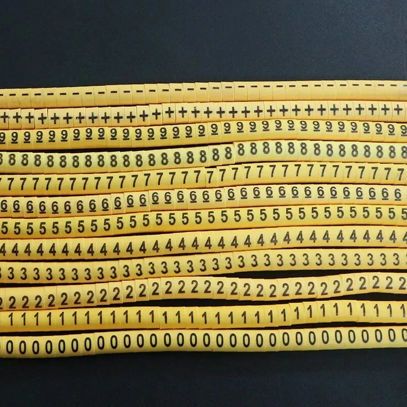 Freeshipping 100/500PCS Yellow Cable Markers ABCDEFGHIJ EC-0/1/2/3 0.5 0.75 1 1.5 2.5 4 6 8 10 12 16MM2 For Wire Diameter Tubing