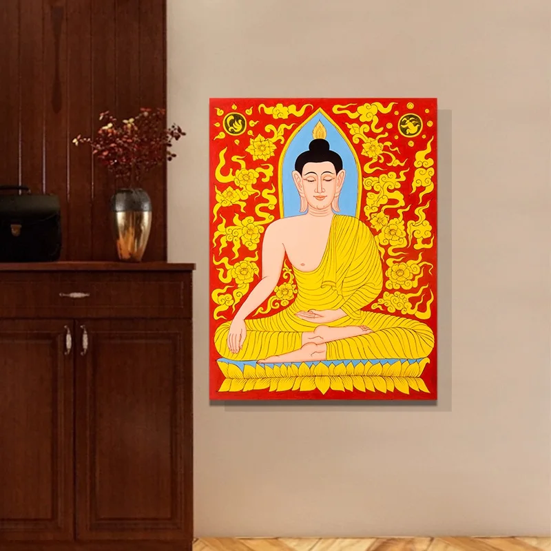 Sitting Buddha hand-painted corridor decorative painting Thai massage hall soft decoration mural