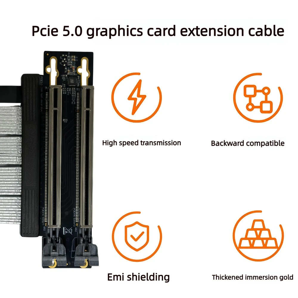 PCIe 5.0 X16 1 to 2 Graphics Card Splitter Riser Cable PCI-E X16 Dual GPU Extension Adapter for Server Graphics Card Mining