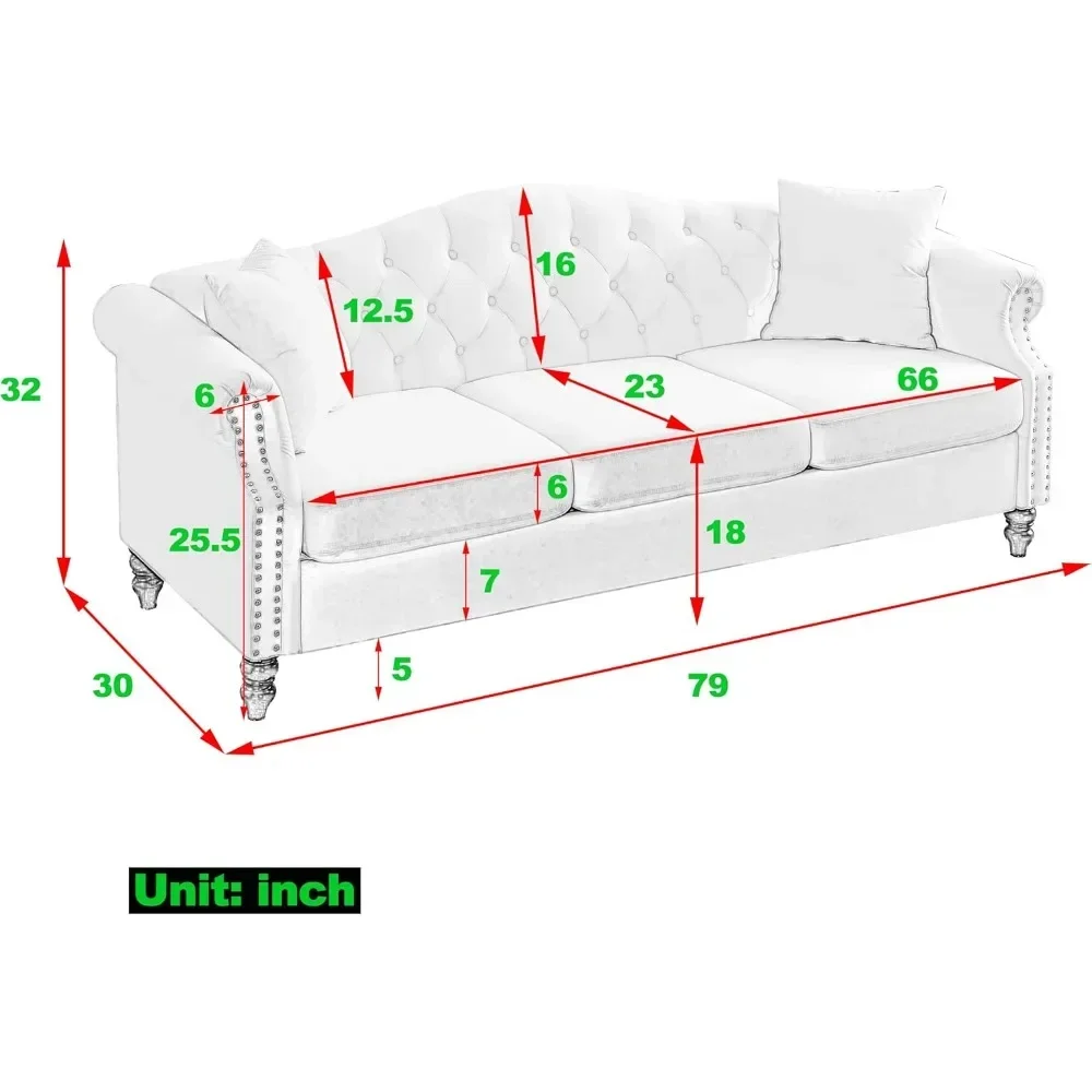 2 Piece Chesterfield Sofa Set for 5, Couch and Loveseat Set, 3 Seater + 2 Seater Sofa Set, Velvet Upholstered Tufted Couch Set