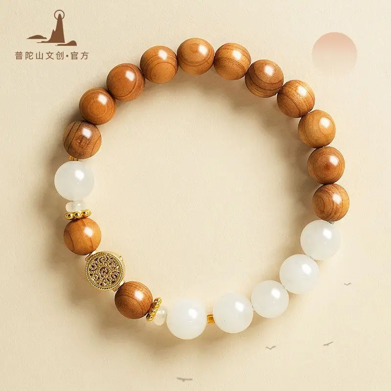 natural-juniper-wood-money-tree-bracelet-fortune-buddhist-prayer-beads-with-white-chalcedony-handheld-mala-unisex-spiritual-gift