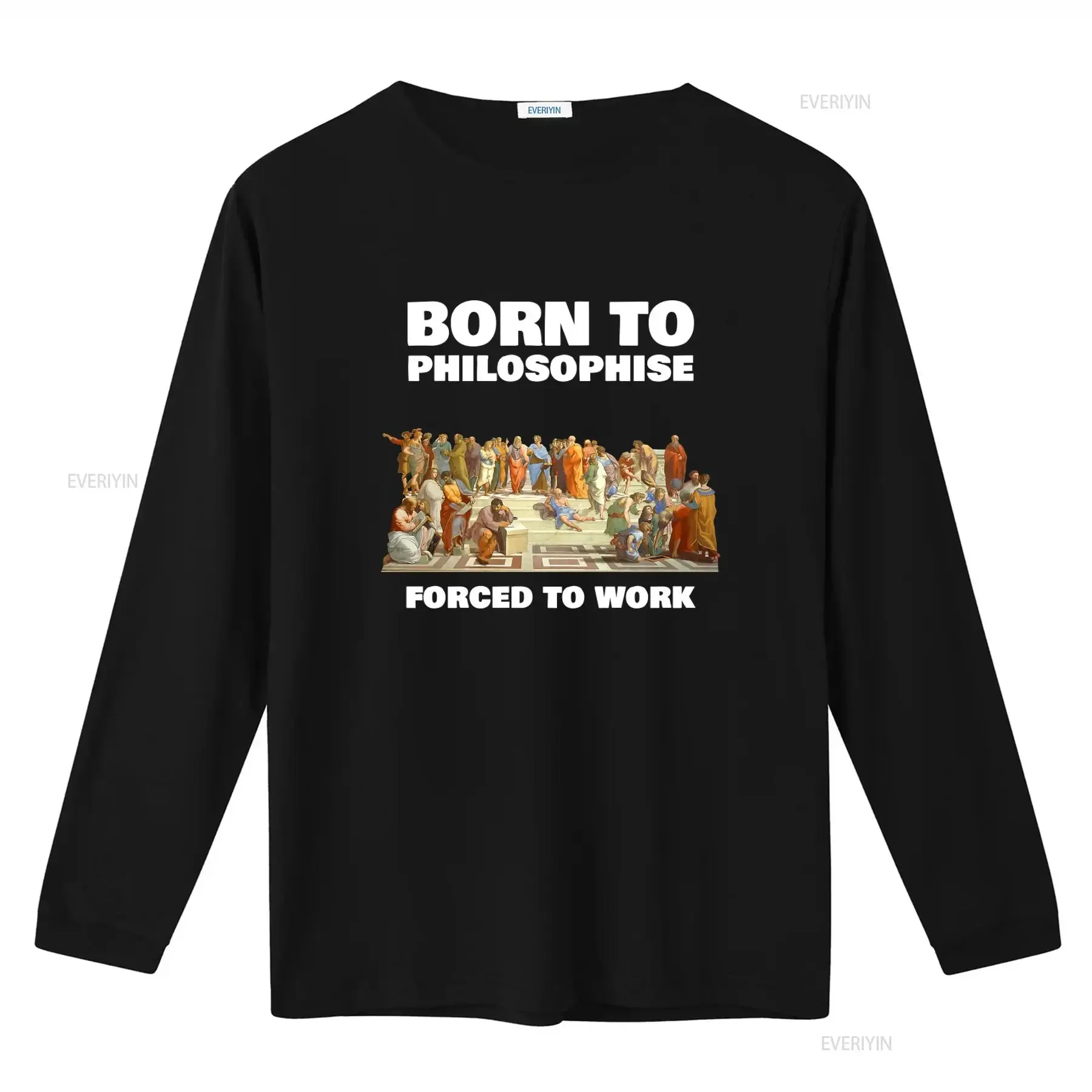 Born To Philosophize Forced Work Print T Shirt Fashion vintage Washed streetwear Soft Versatile homme fashion Comfortable