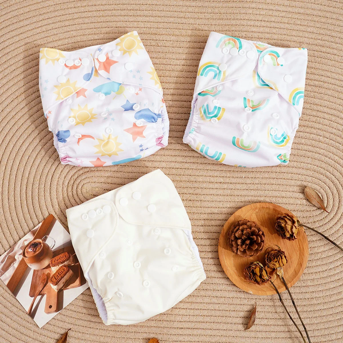 

Elinfant 3 шт. многоразовые замшевые тканевые подгузники с карманами для детей 3-15 кг, водонепроницаемые регулируемые тканевые подгузники одного размера, тканевые подгузники