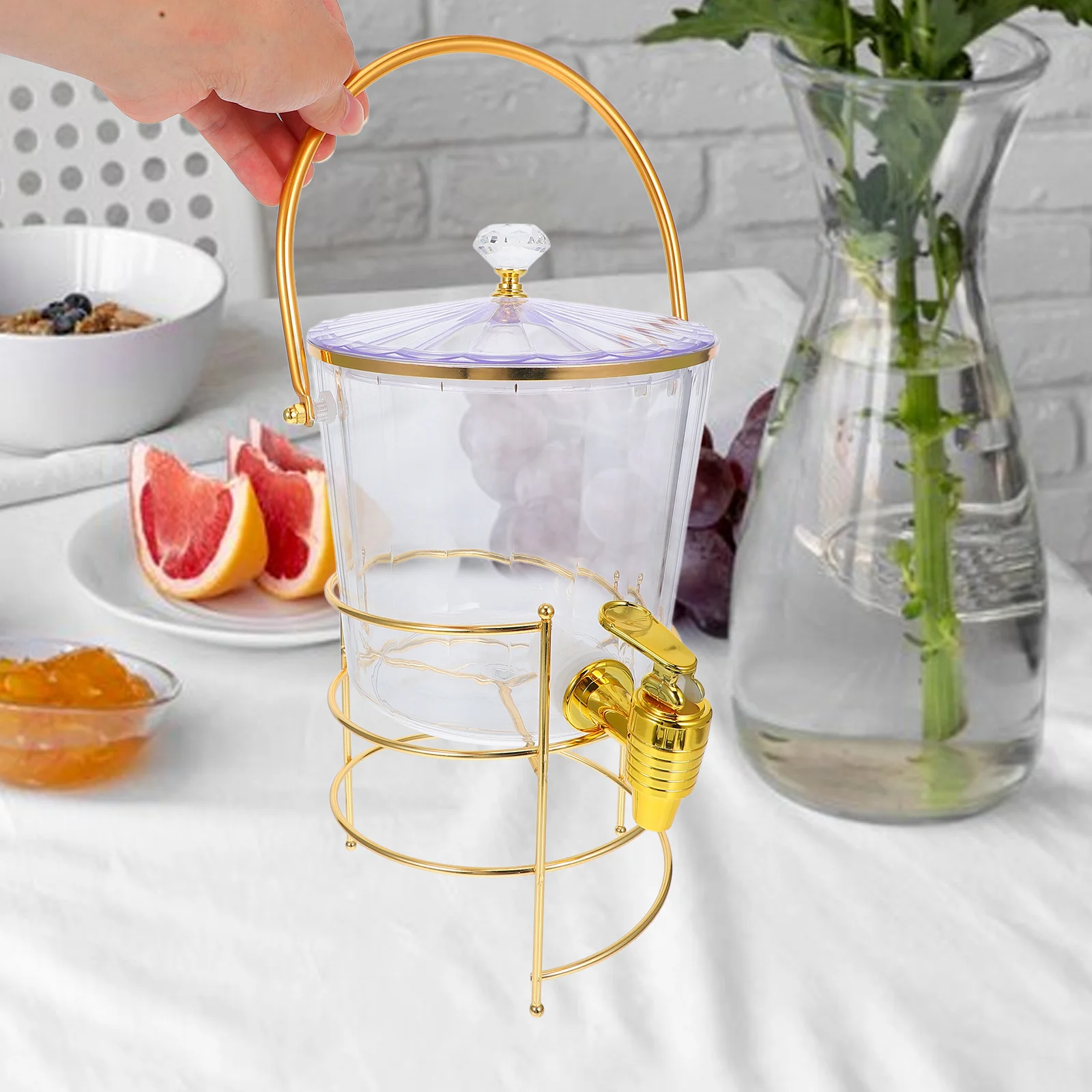 

1Set Drink Dispenser Ice Bucket Transparent Beverage Bucket with Spigot Lid Stand for Cold Drinks Outdoor Events